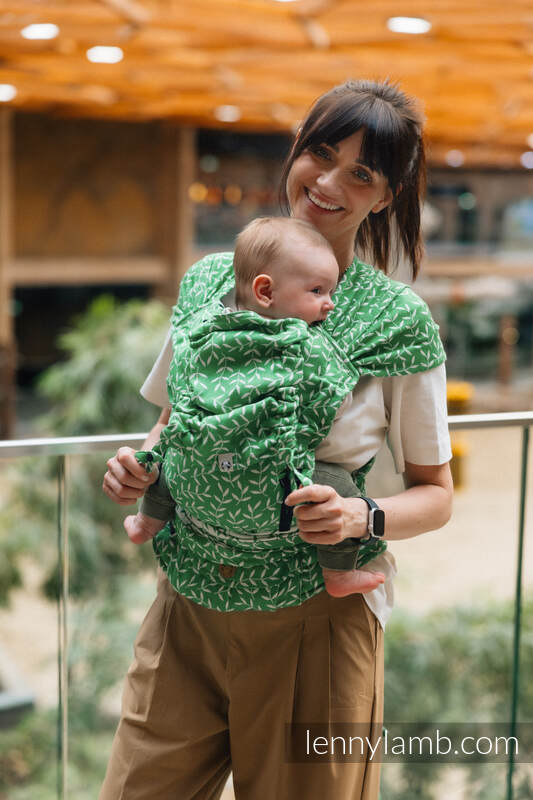 LennyHybrid Half Buckle Carrier, Standard Size, jacquard weave (54% cotton, 46% TENCEL) - ENCHANTED NOOK - EVERGREEN #babywearing