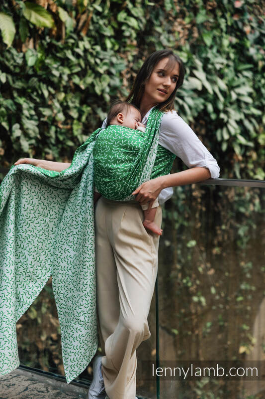 Baby Wrap, Jacquard Weave (54% cotton, 46% TENCEL) - ENCHANTED NOOK - EVERGREEN - size L #babywearing