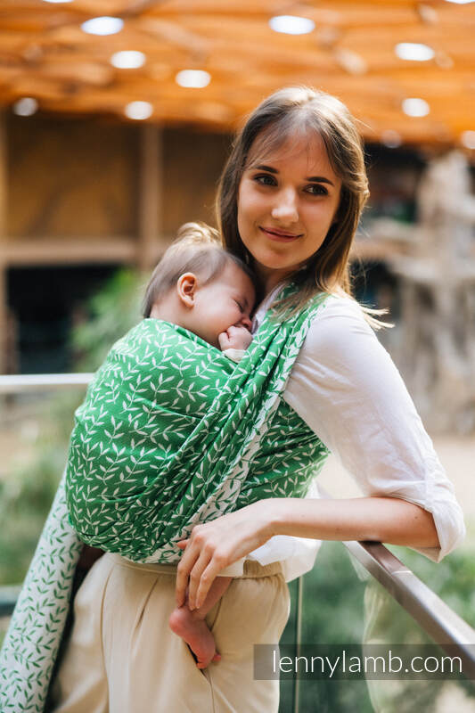 Baby Wrap, Jacquard Weave (54% cotton, 46% TENCEL) - ENCHANTED NOOK - EVERGREEN - size S #babywearing