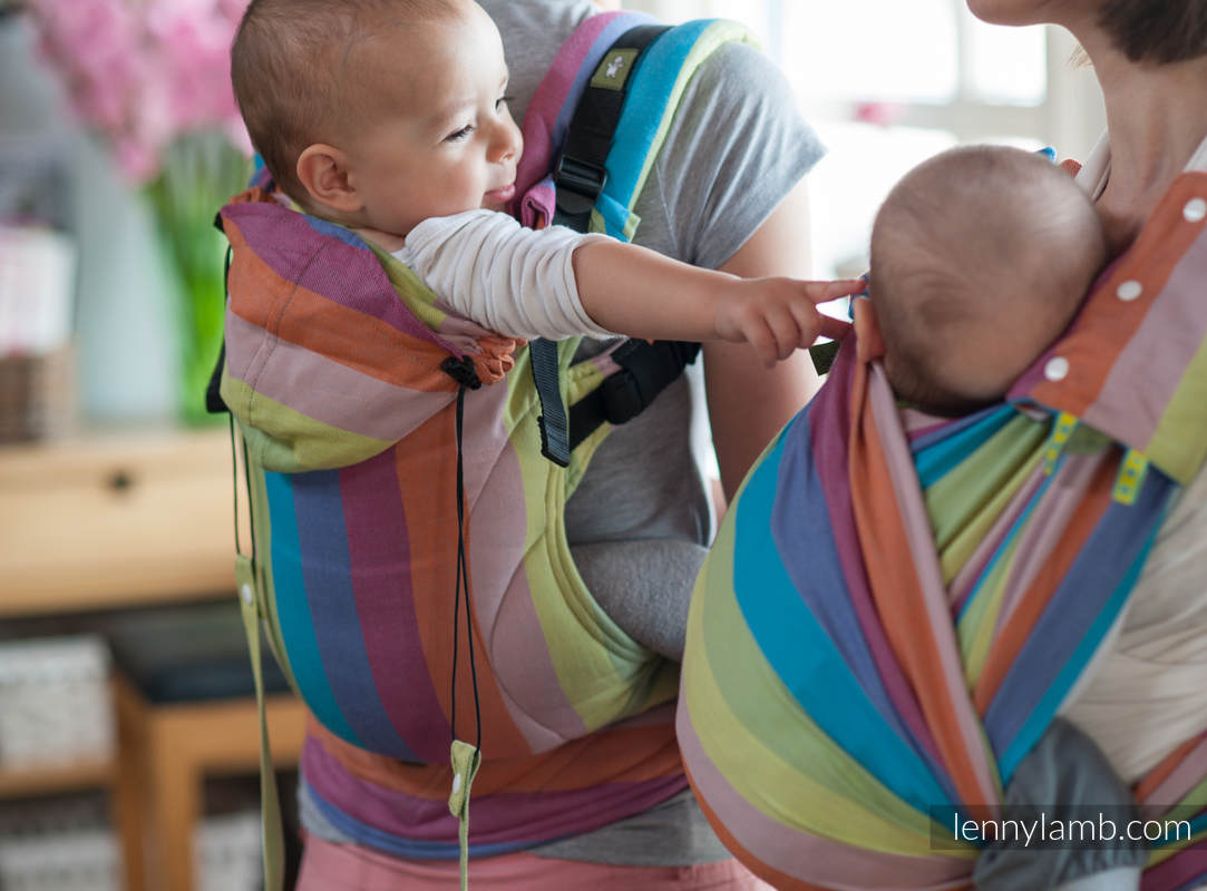 Ergonomic Carrier, Toddler Size, broken-twill weave 100% cotton - CORAL REEF - Second Generation. #babywearing