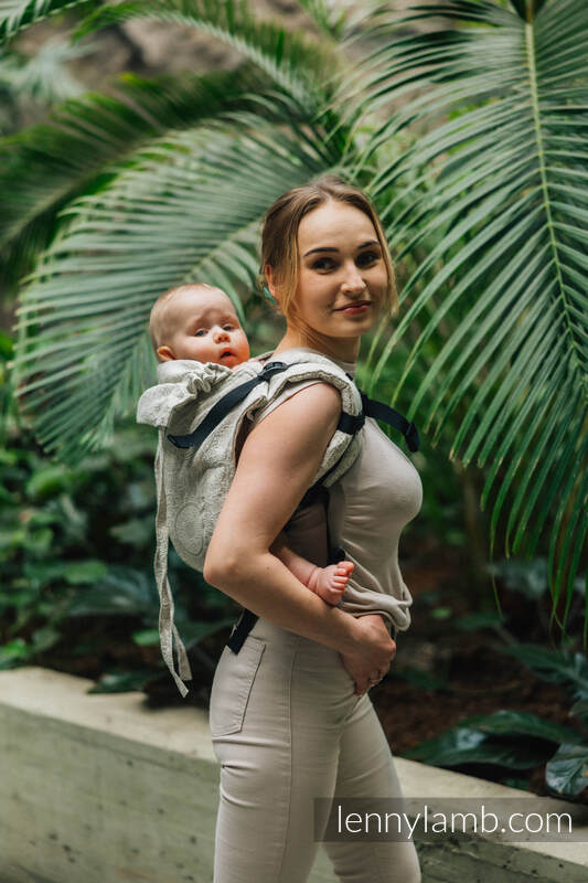 Lenny Buckle Onbuhimo baby carrier, toddler size, jacquard weave (55% cotton, 45% linen) - WILD WINE - PATH #babywearing
