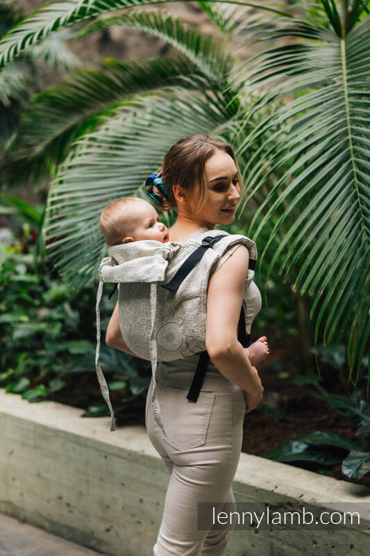 Lenny Buckle Onbuhimo baby carrier, standard size, jacquard weave (55% cotton, 45% linen) - WILD WINE - PATH #babywearing