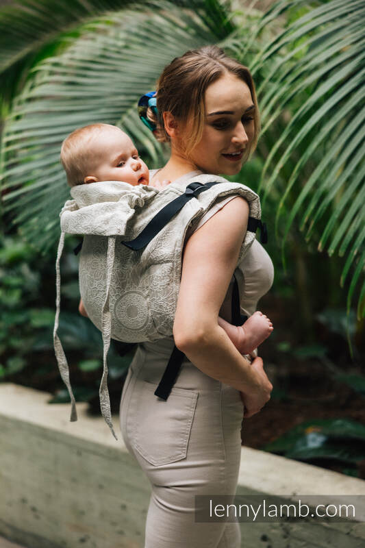 Lenny Buckle Onbuhimo baby carrier, toddler size, jacquard weave (55% cotton, 45% linen) - WILD WINE - PATH #babywearing