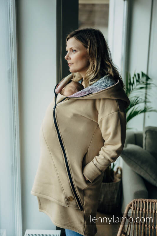 Asymmetrical Hoodie - Beige with Wild Wine - Vineyard - size XXS #babywearing