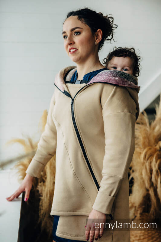 Asymmetrischer Pullover - Beige mit Wild Wine - Vineyard - Größe 4XL #babywearing