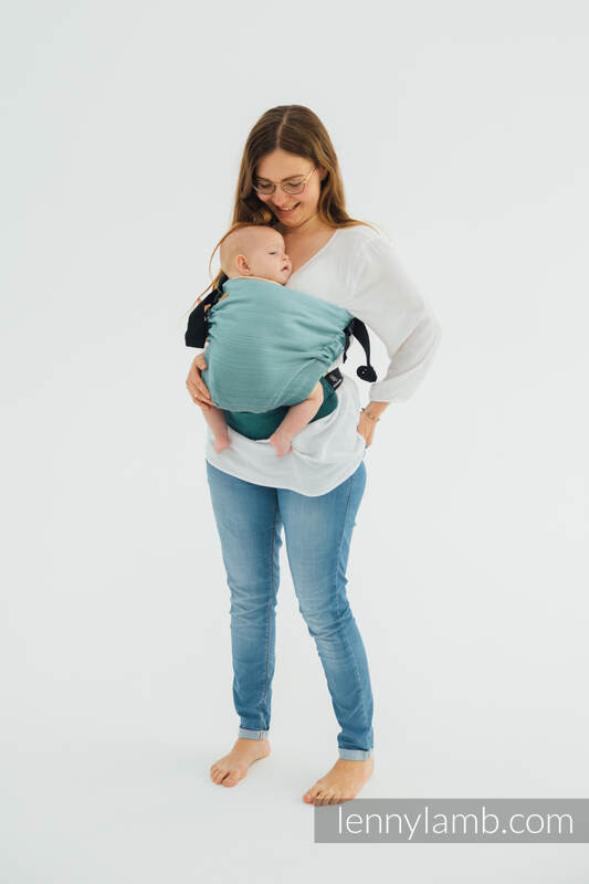 LennyHip Tragehilfe (Hälfte der LennyTwin), Größe Standard, Fischgrätmuster, 100% Baumwolle - LITTLE HERRINGBONE OMBRE GREEN #babywearing