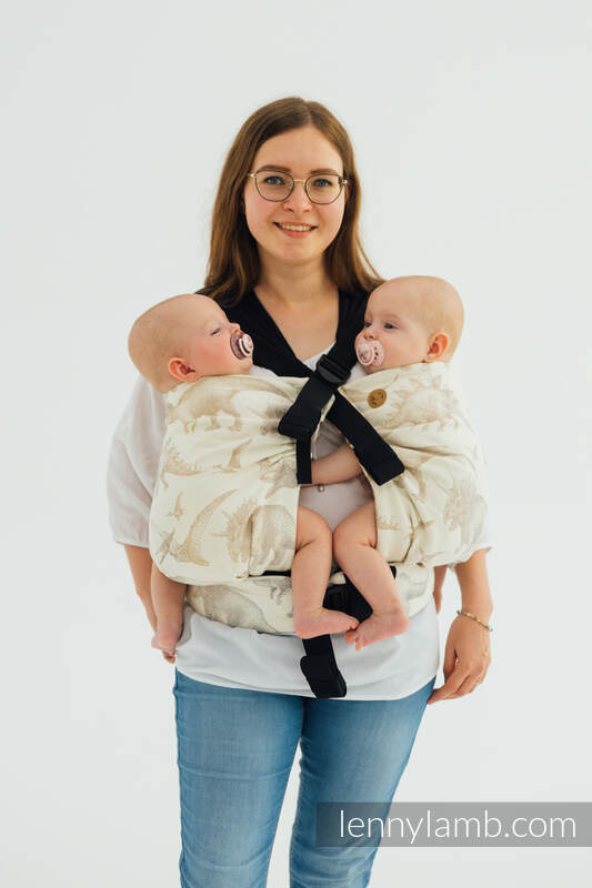 Nosidełko LennyTwin z tkaniny żakardowej 100% bawełna, rozmiar standard - PRAK JURAJSKI - ICE DESERT #babywearing