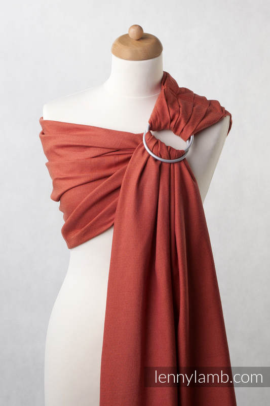 Ringsling, Diamond Weave (100% cotton), with gathered shoulder - Burnt Orange Diamond - long 2.1m #babywearing