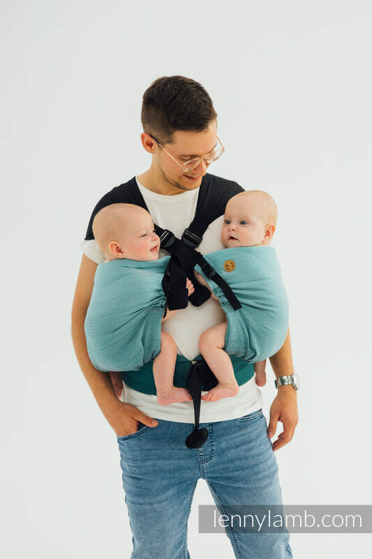 LennyTwin Carrier, Standard Size, herringbone weave 100% cotton - LITTLE HERRINGBONE OMBRE GREEN  #babywearing