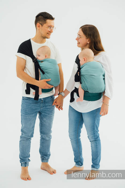 LennyTwin Carrier, Standard Size, herringbone weave 100% cotton - LITTLE HERRINGBONE OMBRE GREEN  #babywearing