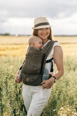 LennyLight Carrier, Standard Size, chevron weave, 100% linen - ARROW - WOOD