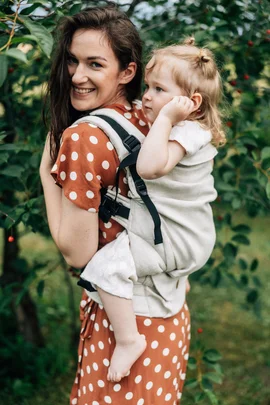 LennyPreschool Carrier, Preschool Size, jacquard weave 100% linen - ARROW - WHISPER