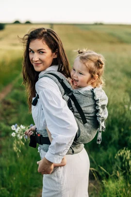 LennyPreschool Carrier, Preschool Size, jacquard weave 100% linen - ARROW - WAVE