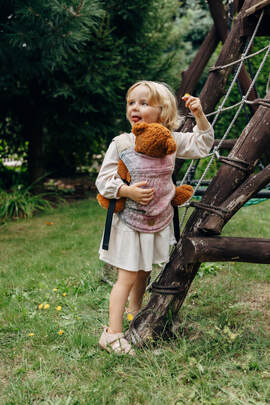 Doll Carrier made of woven fabric, 100% cotton - WILD WINE - VINEYARD