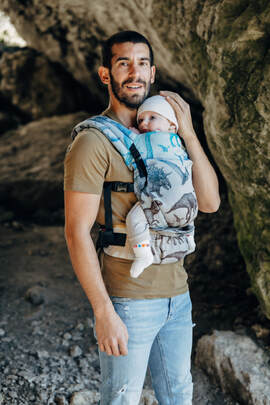 Marsupio LennyLight, misura Standard, tessitura jacquard, 100% cotone - JURASSIC PARK - FOSSIL