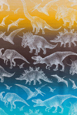 Lenny Buckle Onbuhimo, preschool size, jacquard weave (100% cotton) - JURASSIC PARK - FOSSIL