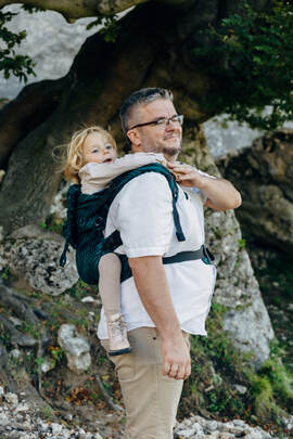 LennyPreschool Carrier, Preschool Size, jacquard weave (63% cotton, 37% merino wool) - ZEBRA - SAVANNA (grade B)