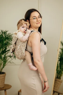 Lenny Buckle Onbuhimo PRO baby carrier, standard size, jacquard weave (50% cotton, 50% bamboo viscose) - INFINITY - GOLDEN HOUR