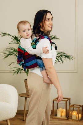 Onbuhimo PRO SAD LennyLamb, talla estándar, sarga cruzada (100% algodón) - CAROUSEL OF COLORS