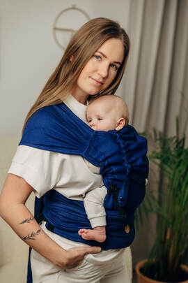 Moje Pierwsze Nosidełko LennyHybrid Half Buckle, splot jodełkowy, 100% bawełna , rozmiar standard - KOBALT