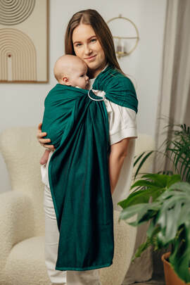 Ring Sling - EMERALD - 100% Cotton - Herringbone Weave -  with gathered shoulder - standard 1.8m