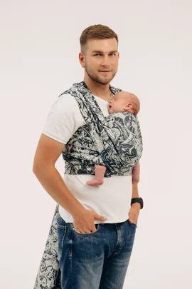 Baby Wrap, Jacquard Weave (100% cotton) - CLOCKWORK - FIX IT - size L