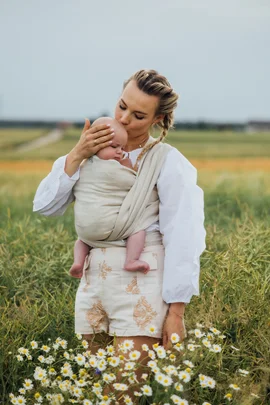 Baby Wrap, chevron weave (100% linen) - ARROW - WHISPER - size XS