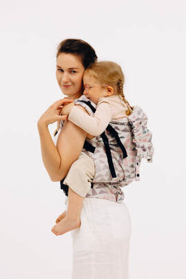 LennyPreschool Carrier, Preschool Size, jacquard weave (61% cotton, 39% bamboo viscose) - EAGLE ROCKS - PEAK