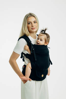 My First Baby Carrier - LennyUpGrade PRO, Standard Size, herringbone weave 100% cotton - LITTLE HERRINGBONE EBONY BLACK