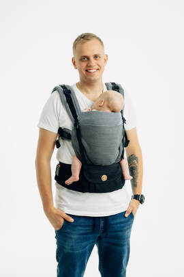 Porte-bébé LennyUpGrade PRO, taille standard, tissage herringbone, 100% coton - LITTLE HERRINGBONE OMBRE GREY
