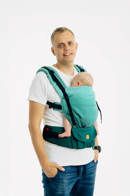 LennyUpGrade PRO - justerbar bæresæle, Størrelse Standard, LITTLE HERRINGBONE - OMBRE GREEN 