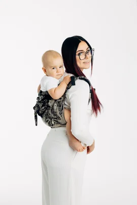 Lenny Buckle Onbuhimo PRO baby carrier, standard size, jacquard weave (65% cotton 35% silk) - QUEEN OF THE NIGHT - PAMINA