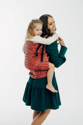LennyPreschool Carrier, Preschool Size, jacquard weave (100% cotton) - PEACOCK'S TAIL - HOLIDAY