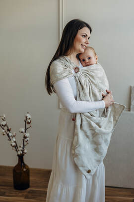 Ring Sling, Jacquard Weave (50% cotton, 25% hemp, 25% lyocell), with gathered shoulder - VIRIDIFLORA - CONNECT - standard 1.8m