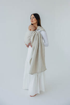 Ring Sling, Broken twill Weave (50% cotton, 25% hemp, 25% lyocell), with gathered shoulder - AIRY - standard 1.8m