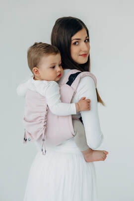 Lenny Buckle Onbuhimo PRO baby carrier, standard size, broken-twill weave (50% cotton, 50% bamboo viscose) - MARSHMALLOW 