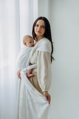 Baby Wrap, Jacquard Weave (100% bamboo viscose) - VIRIDIFLORA  - MILKY WAY - size L