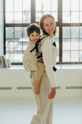 LennyPreschool Carrier, Preschool Size, jacquard weave (50% cotton, 25% hemp, 25% lyocell) - VIRIDIFLORA - CONNECT