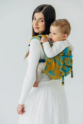 Lenny Buckle Onbuhimo PRO baby carrier, toddler size, jacquard weave (100% cotton) - RETRO'N'ROSES - ROSARIUM