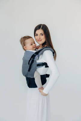 LennyUpGrade PRO Carrier, Standard Size, herringbone weave 100% cotton - LITTLE HERRINGBONE OMBRE GREY