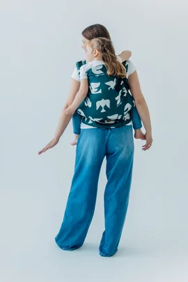 LennyPreschool Carrier, Preschool Size, jacquard weave (100% bamboo viscose) - BIRDY - SKYWARD