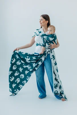 Baby Wrap, Jacquard Weave (100% bamboo viscose) - BIRDY - SKYWARD - size XS