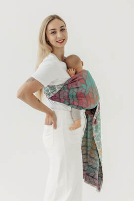 Ring Sling, Jacquard Weave (100% cotton), with gathered shoulder - FOR PROFESSIONAL USE EDITION - TANGLED PLAIT - standard 1.8m