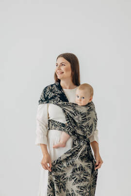 Baby Wrap, Jacquard Weave (65% cotton 35% silk) - QUEEN OF THE NIGHT - PAMINA - size S