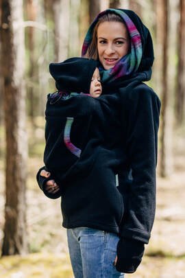 Fleece Babywearing Sweatshirt 2.0 - size L - black with Little Herringbone Impression Dark (grade B)