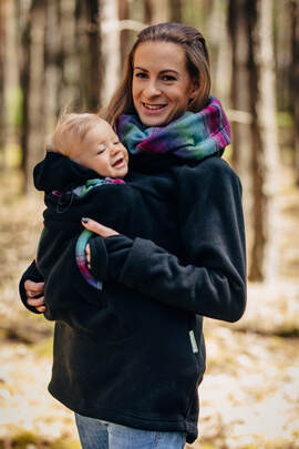 Fleece Babywearing Sweatshirt 2.0 - size 3XL - black with Little Herringbone Impression Dark