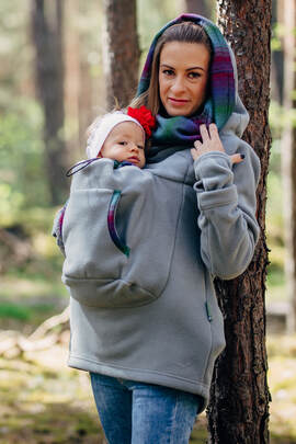 Fleece Babywearing Sweatshirt 2.0 - size L - grey with Little Herringbone Impression Dark (grade B)