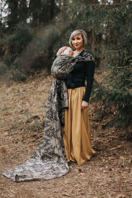 Baby Wrap, Jacquard Weave (65% cotton 35% silk) - QUEEN OF THE NIGHT - PAMINA - size L
