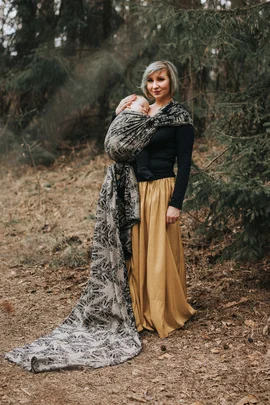 Baby Wrap, Jacquard Weave (65% cotton 35% silk) - QUEEN OF THE NIGHT - PAMINA - size XL