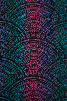 Lenny Buckle Onbuhimo baby carrier, preschool size, jacquard weave (60% cotton, 28% merino wool, 8% silk, 4% cashmere) - PEACOCK’S TAIL - BLACK OPAL 